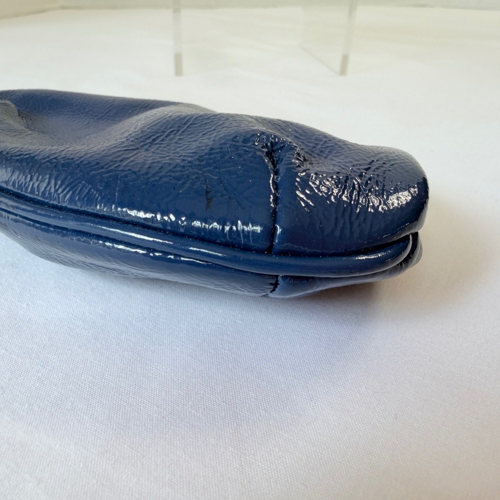 Coach Kisslock Coin Purse Women Small Blue Patent Leather Pouch Wallet - Picture 8 of 10